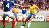 Brazil emblem detail on Sócrates' 1983 match shirt